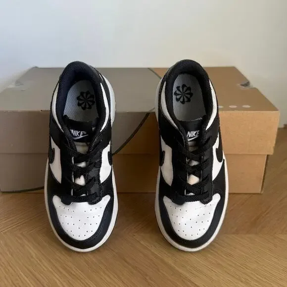 Nike Dunk Low Panda Black/White Toddler Sneakers- SZ 10 C - Picture 8 of 12